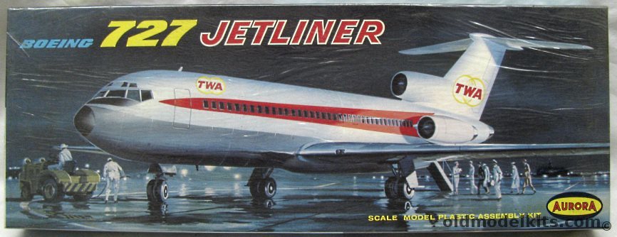 Aurora 1/96 Boeing 727 TWA Jetliner, 354-249 plastic model kit